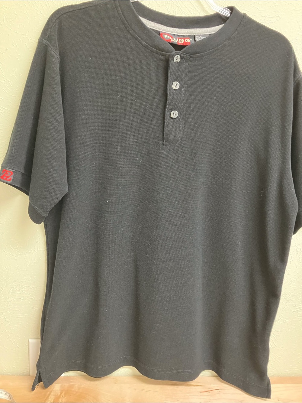 Plugg Black Short-Sleeve Henley Polo Shirt
